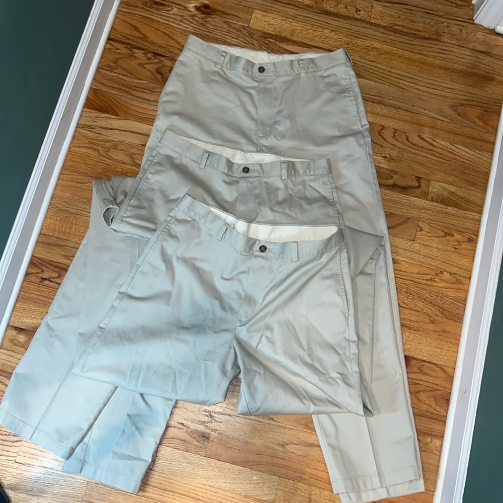 Mens LL Bean khaki pants.  Set‎ of 3.   Size 35x34